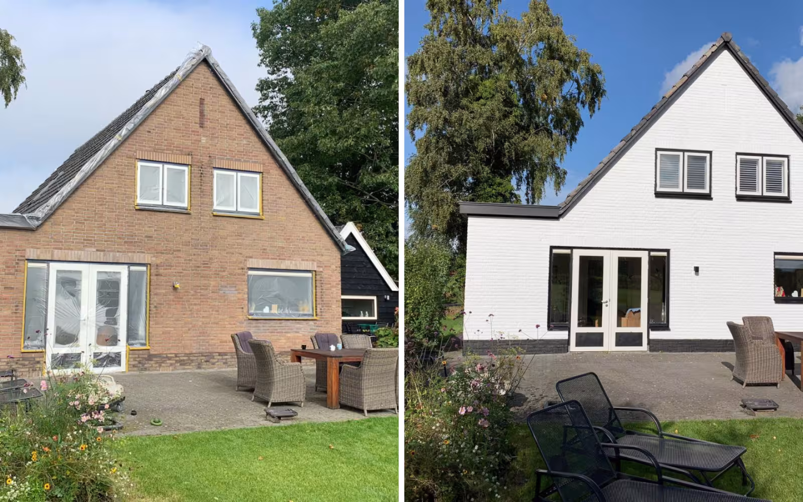 voor en na foto gevelcoating